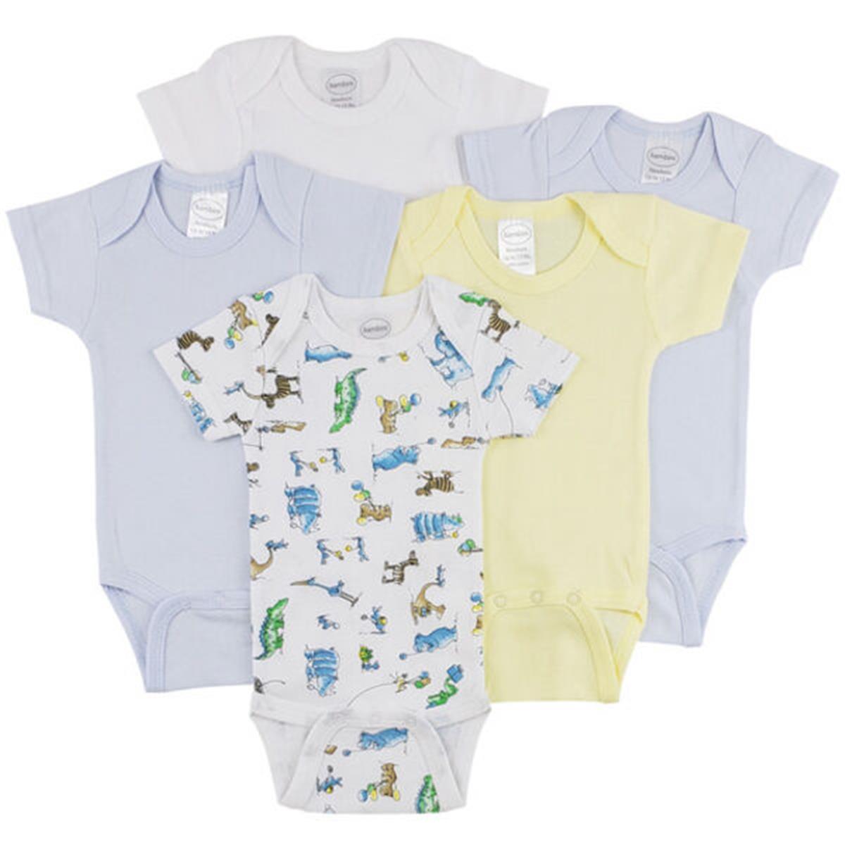 CS-0295NB Short Sleeve One Piece - White, Yellow & Blue - Newborn