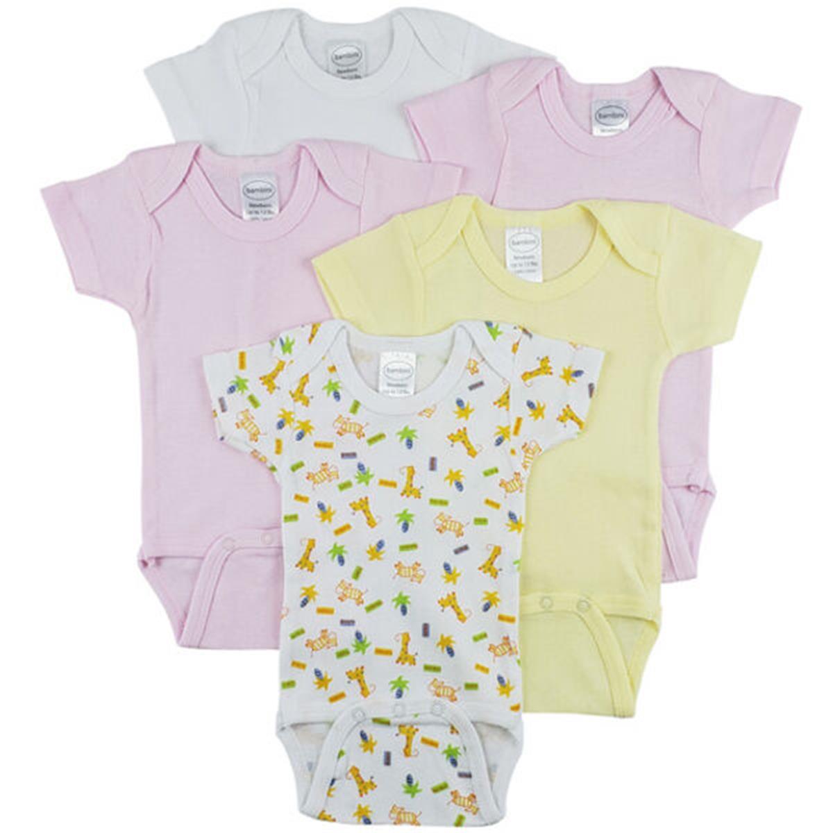 CS-0298M Short Sleeve One Piece - White, Yellow & Pink - Medium