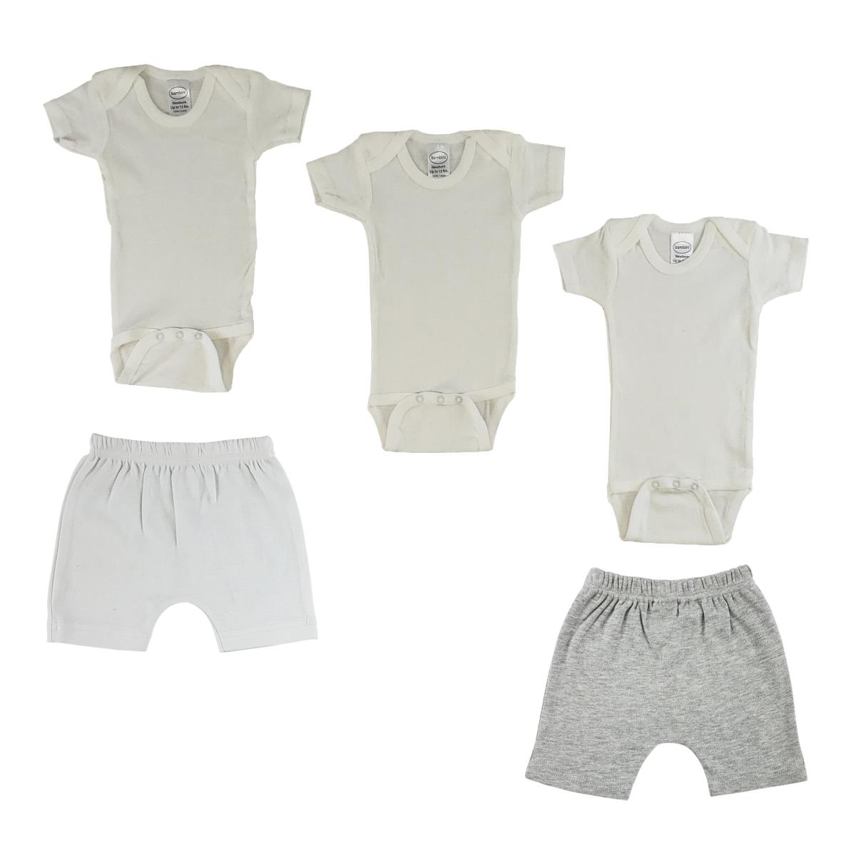 CS-0323S Infant One Piece & Shorts, White & Grey - Small