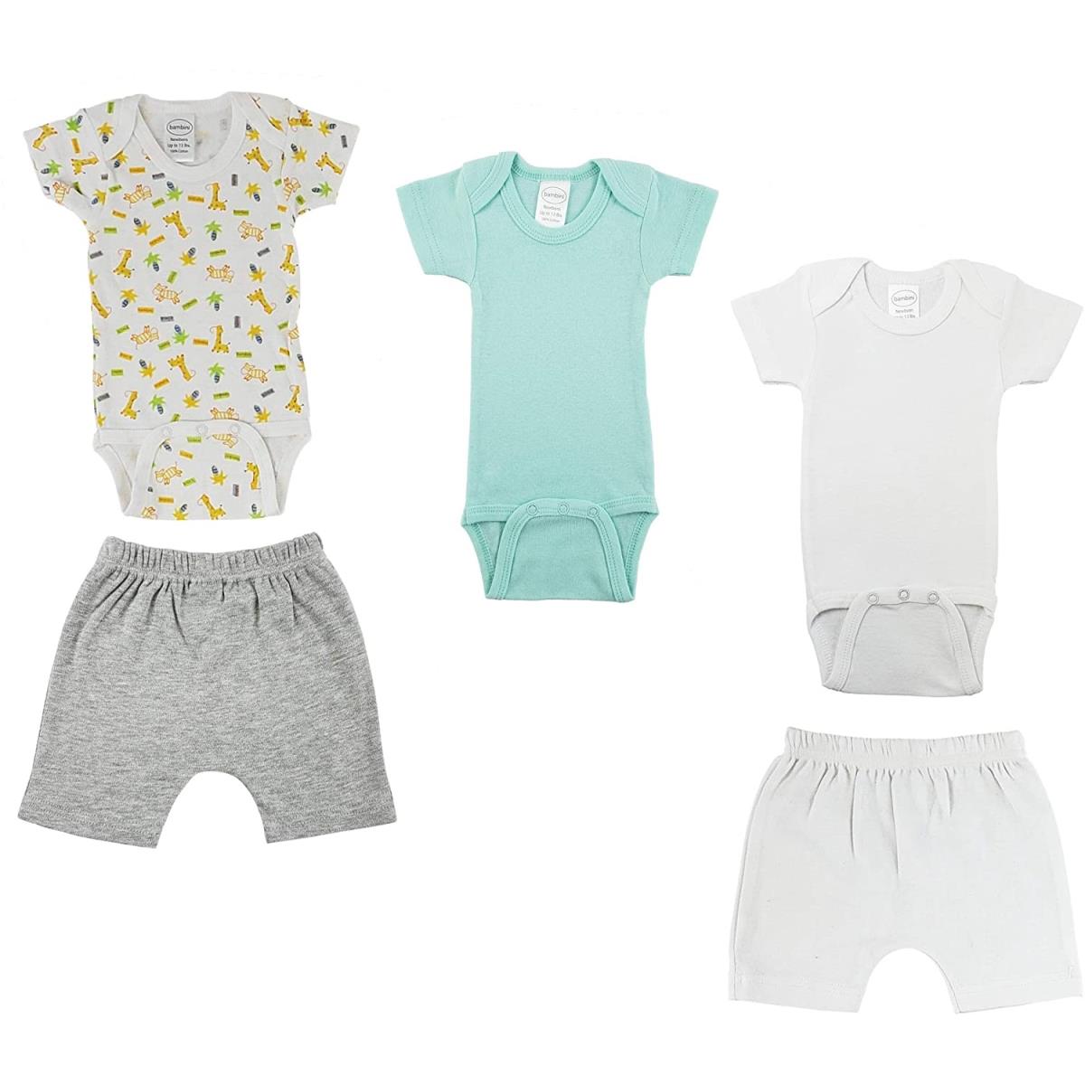 CS-0326M Unisex Baby Boys & Girls Shorts, White & Grey - Medium