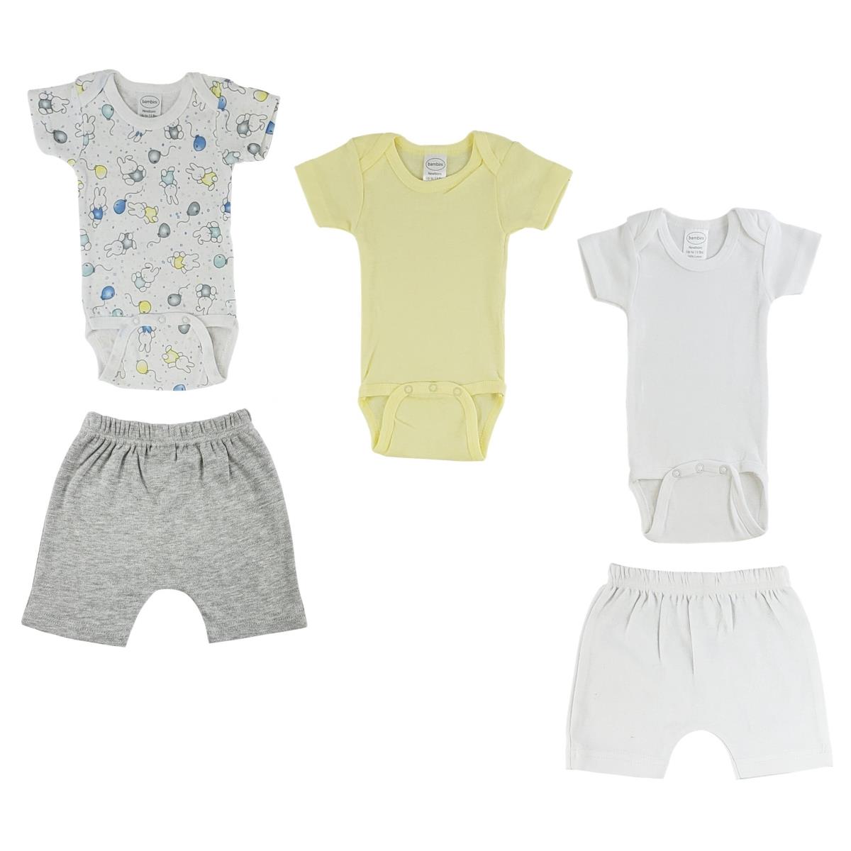 CS-0328M Infant Onezies & Shorts, White & Grey - Medium
