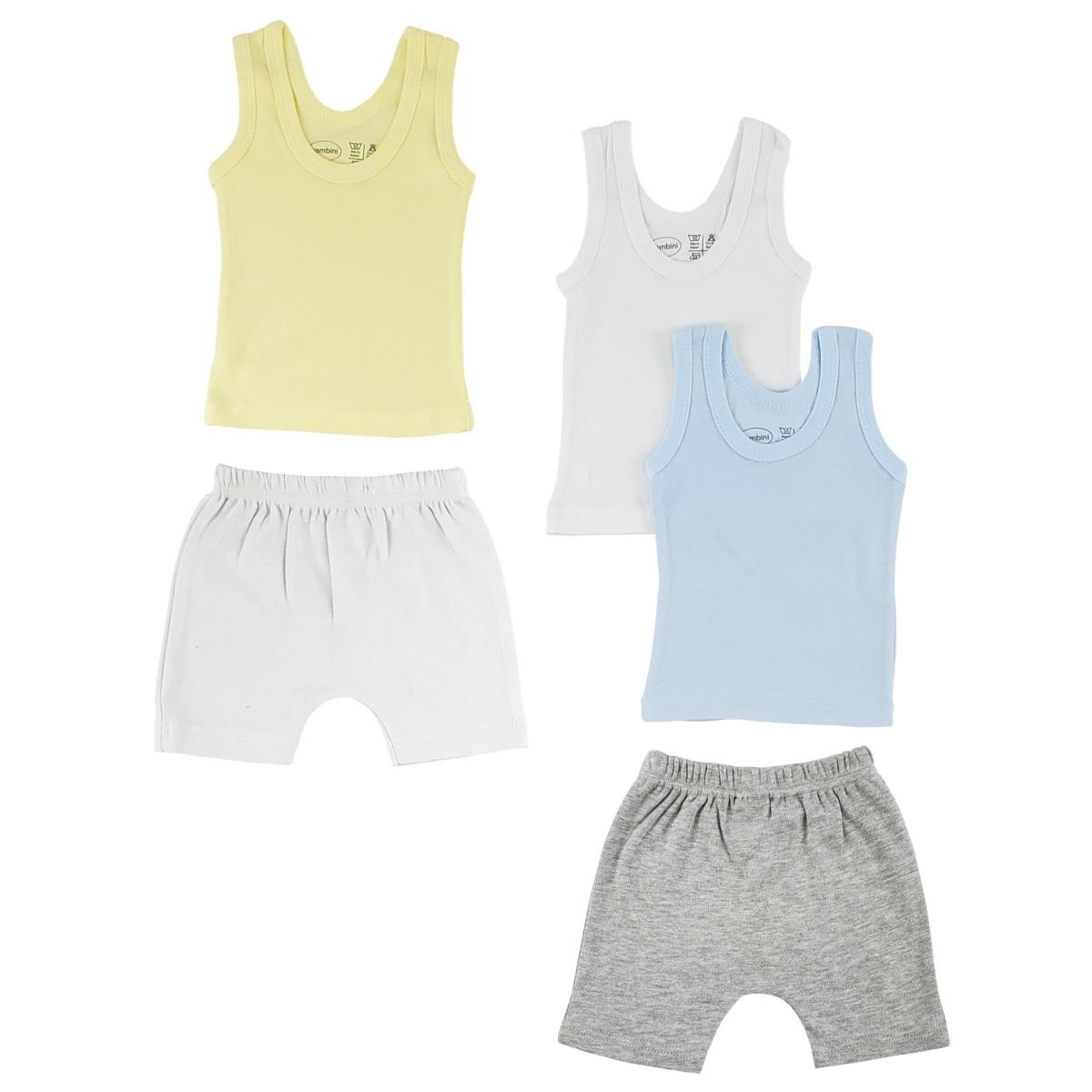 CS-0331L Boys Tank Tops & Shorts, White & Grey - Large - 5 per Pack