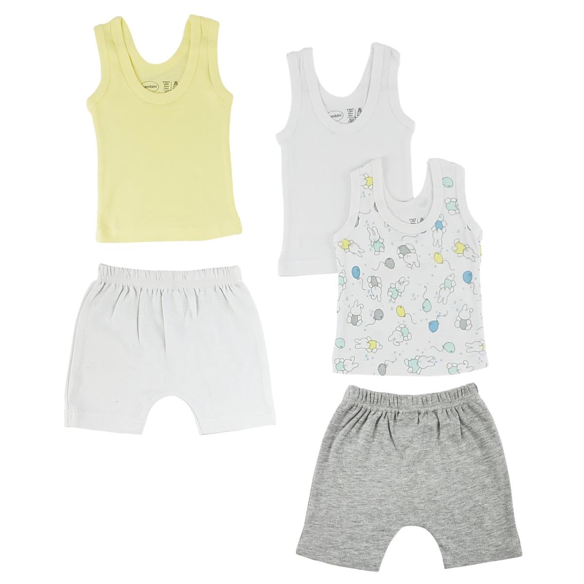 CS-0334S Girls Tank Tops & Shorts, White & Grey - Small - 5 per Pack