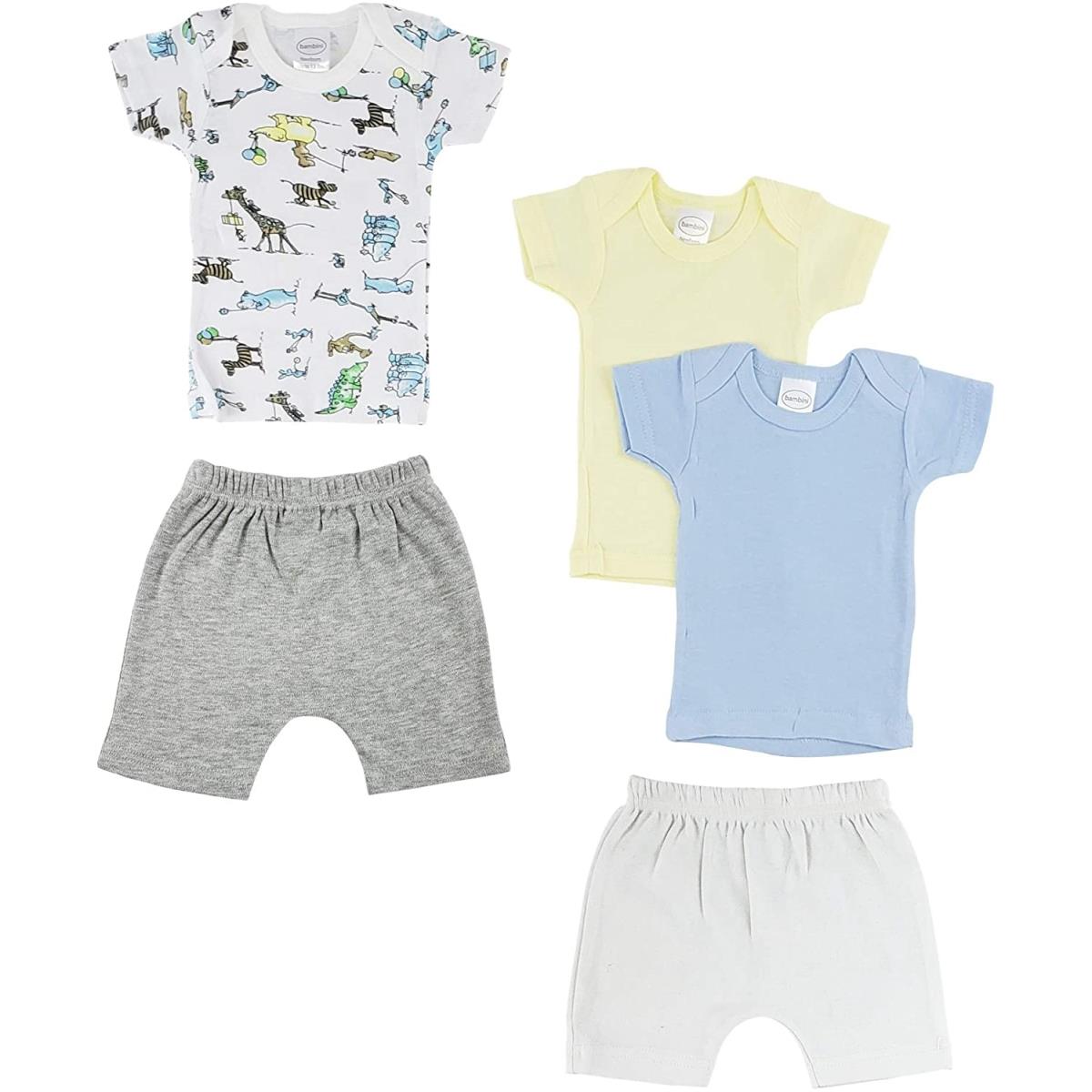 CS-0337NB Infant Girls T-Shirts & Shorts, White & Grey - Newborn - Pack of 5