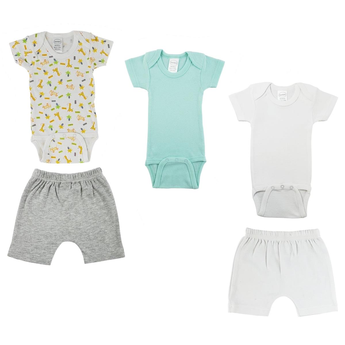 CS-0377M Infant Onezies & Pants, White & Grey - Medium - 5 per Pack