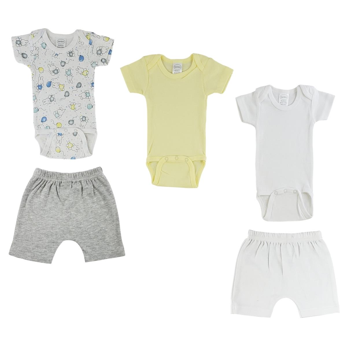 CS-0379NB Infant One Piece & Pants, White & Grey - Newborn