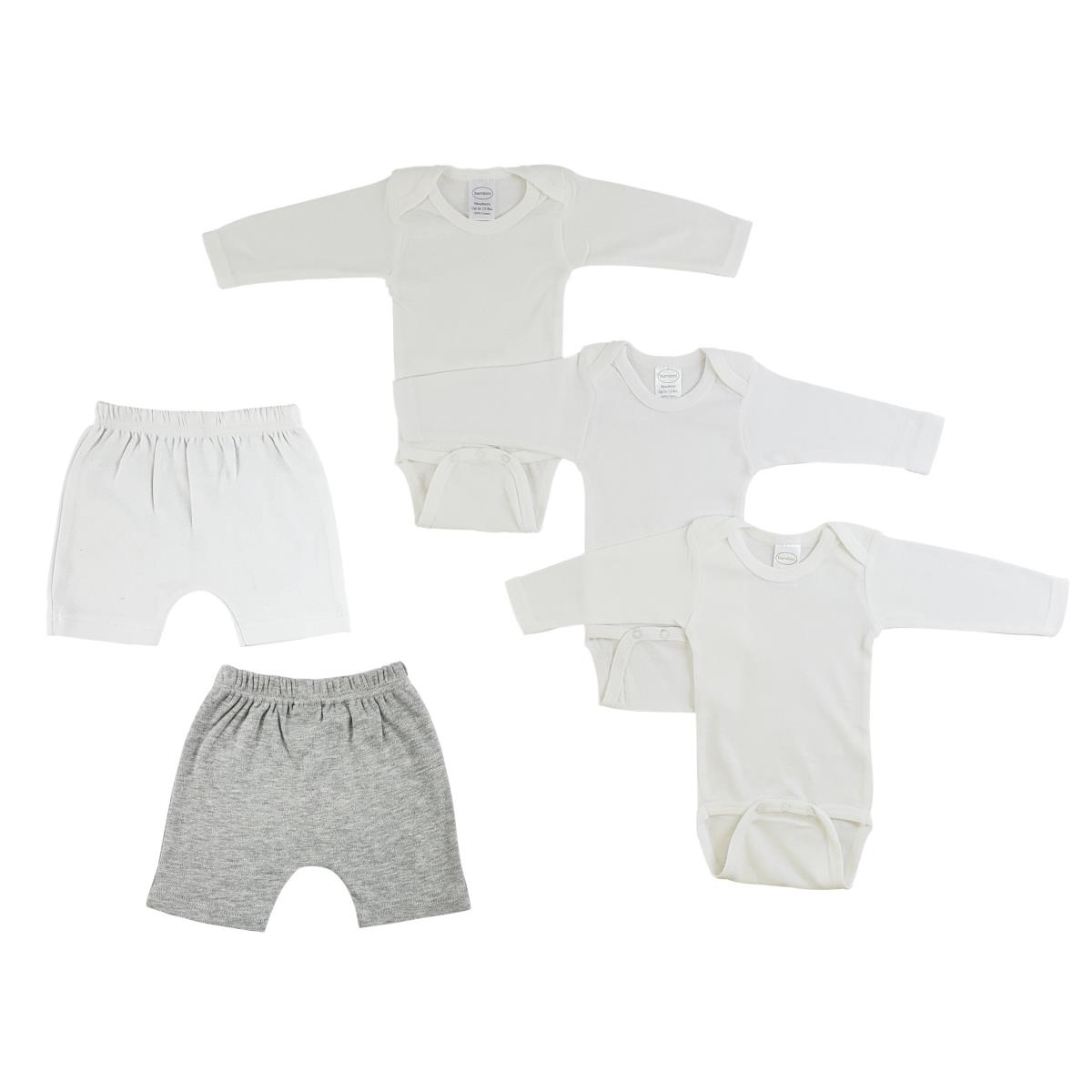CS-0380L Infant Long Sleeve One Piece & Pants, White & Grey - Large