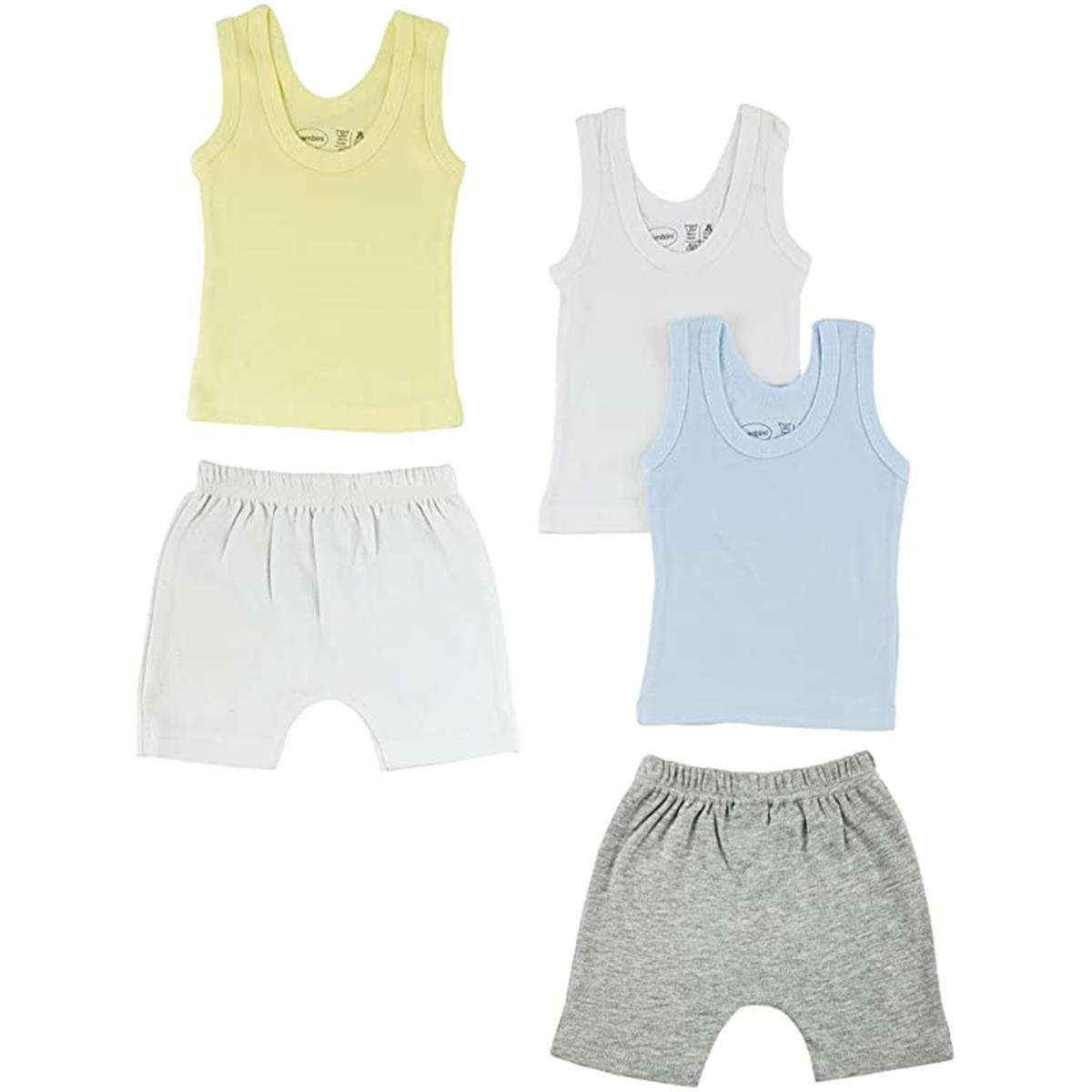 CS-0382M Boys Tank Top & Pants, White & Grey - Medium - 5 per Pack