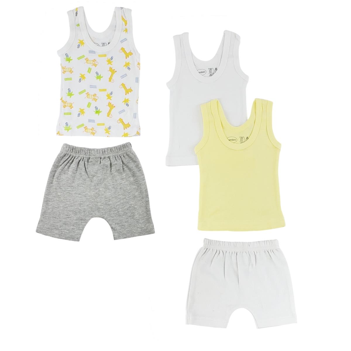 CS-0384L Boys Tank Tops & Pants, White & Grey - Large - 5 per Pack