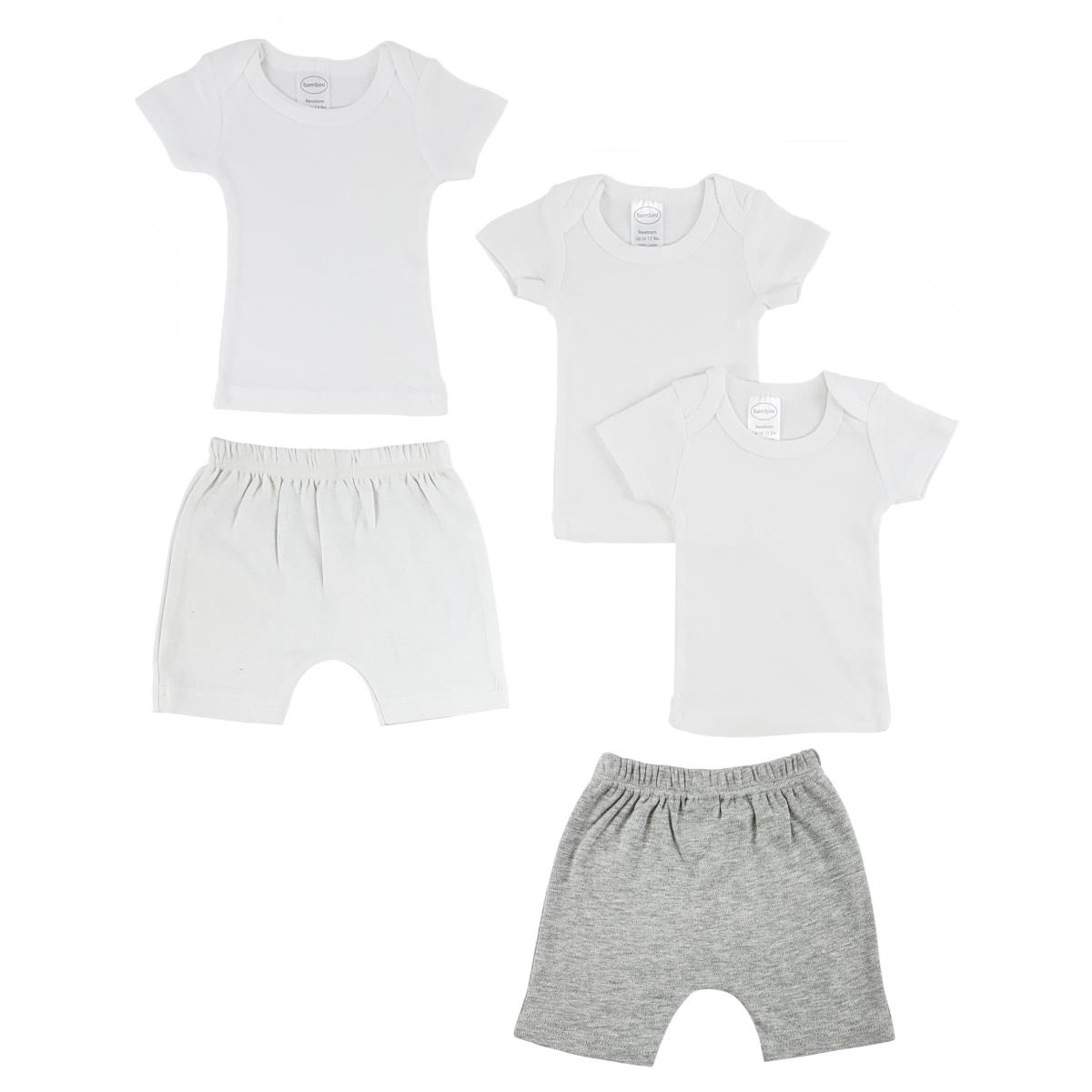 CS-0386L Infant T-Shirts & Pants, White & Grey - Large