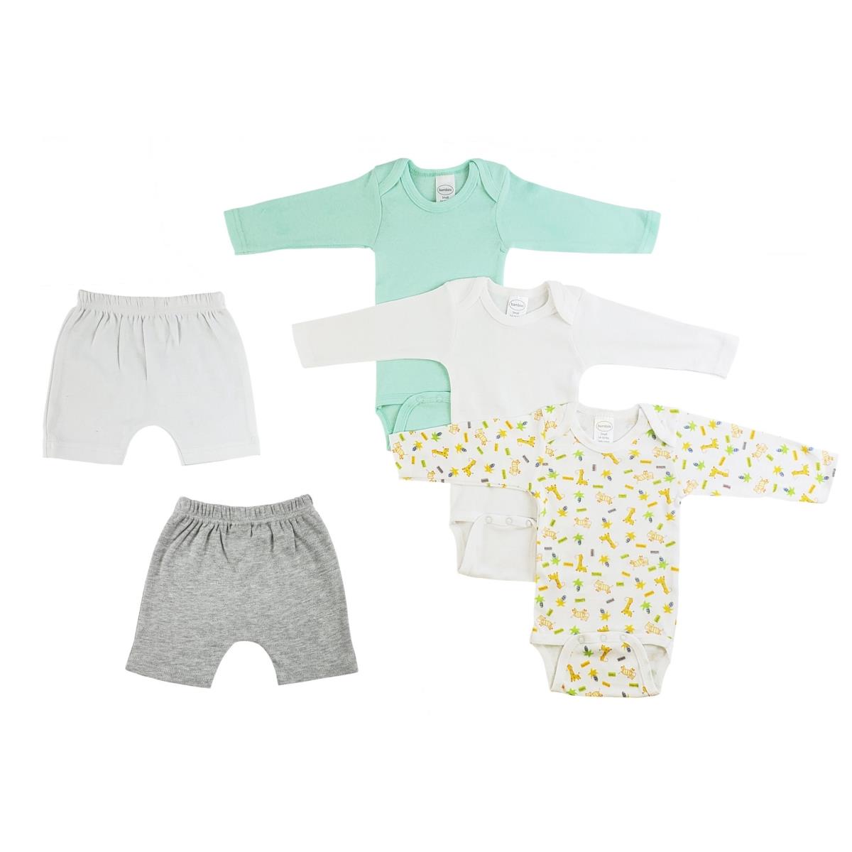 CS-0389S Infant Boys Long Sleeve One Piece & Pants, White & Grey - Small - 5 per Pack