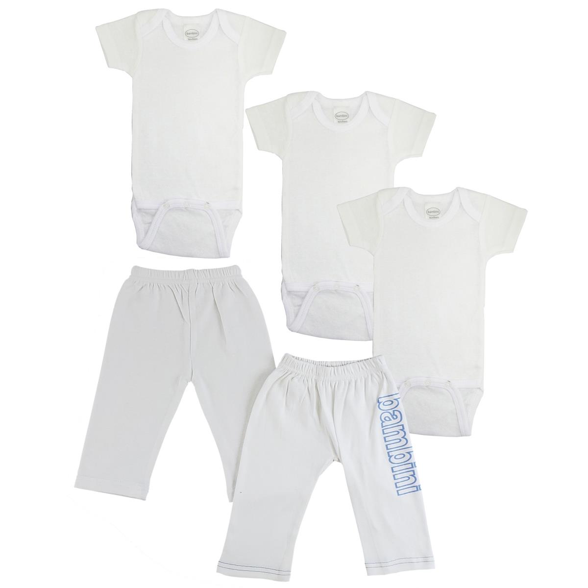 CS-0425M Infant Onezies & Track Sweat Pants, White & Blue - Medium