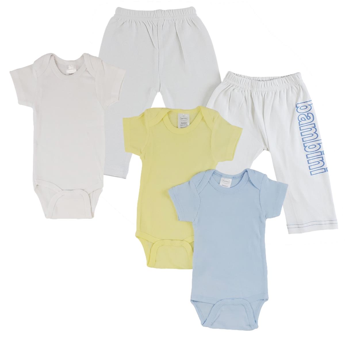 CS-0426M Infant One Piece & Track Sweat Pants, White & Blue - Medium