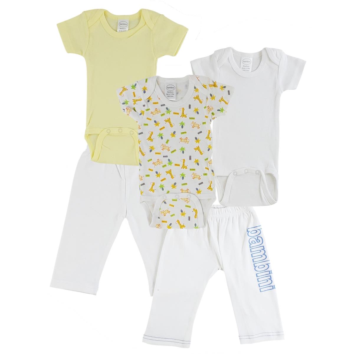 CS-0428NB Infant One Piece & Track Sweat Pants, White & Blue - Newborn