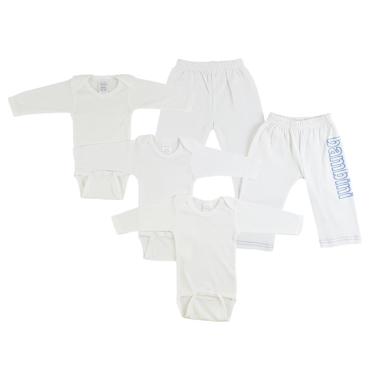 CS-0430L Infant Long Sleeve One Piece & Track Sweat Pants, White & Blue - Large
