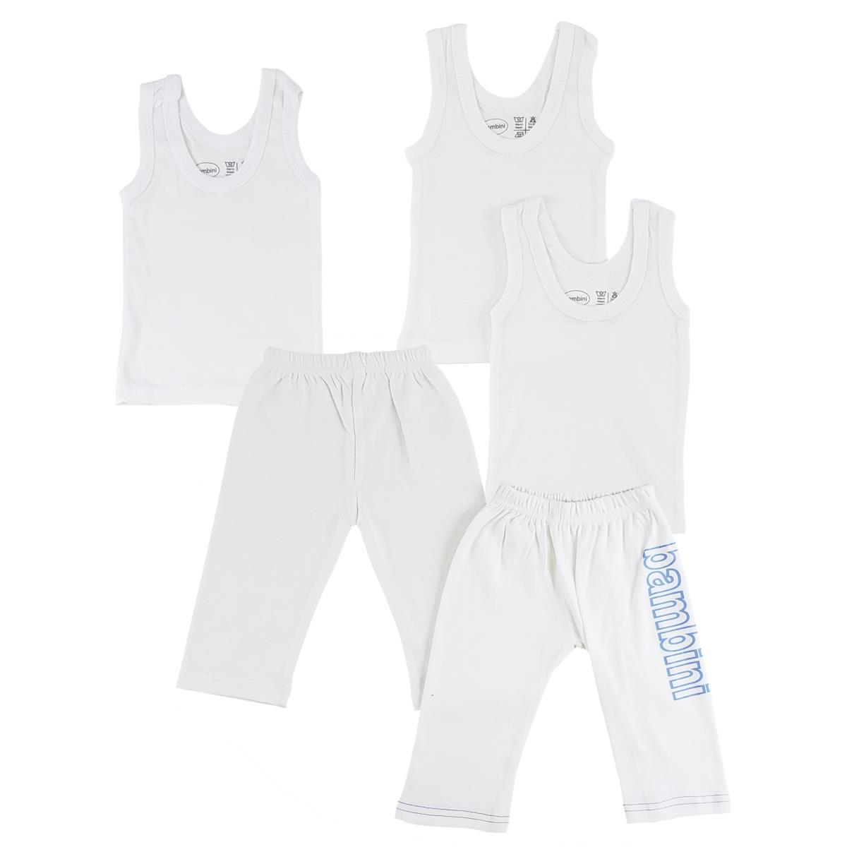CS-0431NB Infant Tank Tops & Track Sweat Pants, White & Blue - Newborn - 5 per Pack