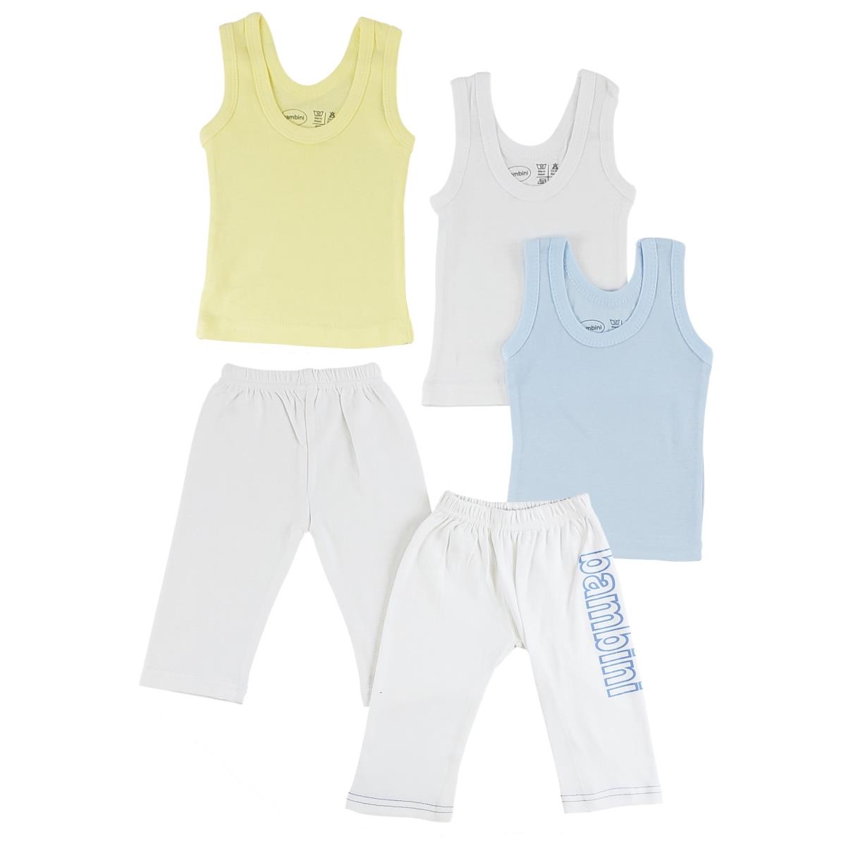CS-0432M Boys Tank Tops & Track Sweat Pants, White & Blue - Medium - 5 per Pack