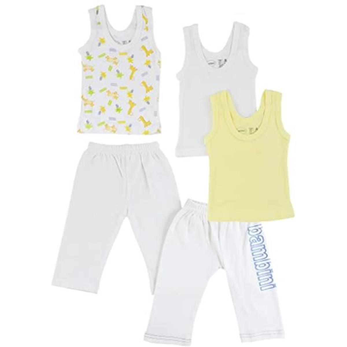 CS-0433NB Boys Tank Tops & Track Pants for Boys, White & Blue - Newborn - 5 per Pack