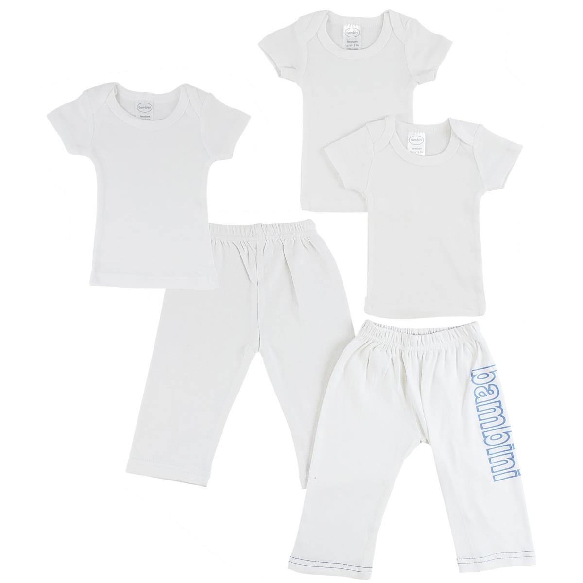 CS-0435M Infant T-Shirts & Track Sweat Pants, White & Blue - Medium - Pack of 5