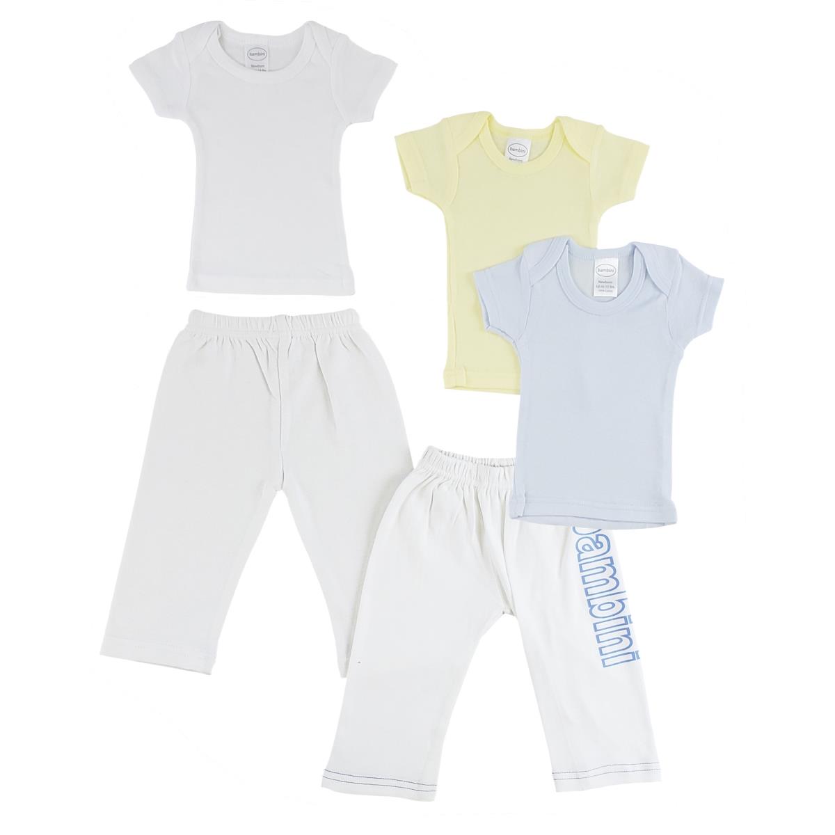 CS-0436NB Infant Boys T-Shirts & Track Sweat Pants, White & Blue - Newborn