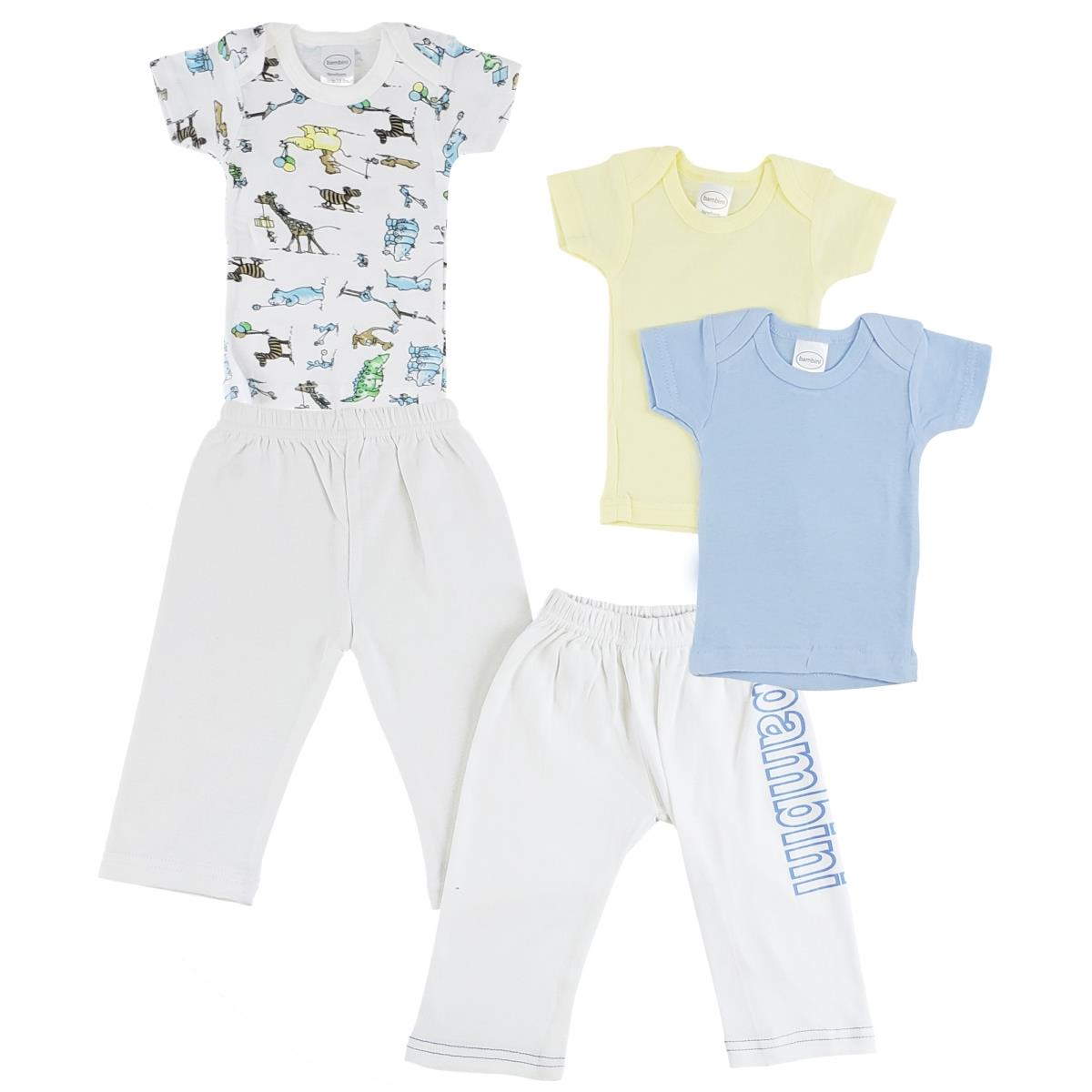 CS-0437L Infant Boys T-Shirts & Track Sweat Pants, White & Blue - Large