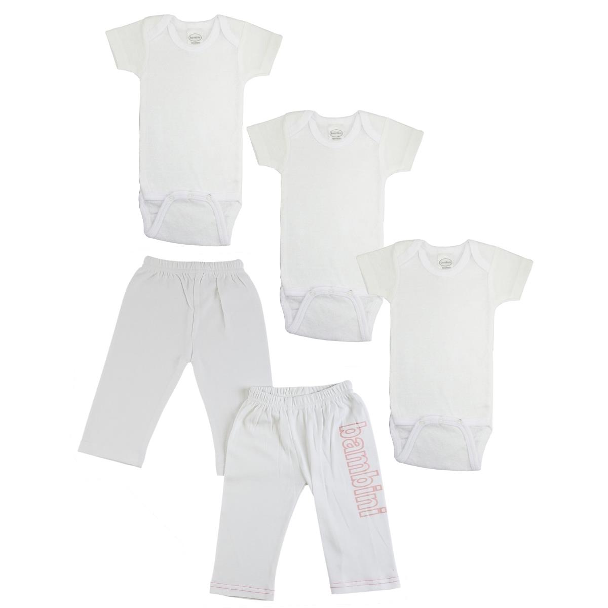 CS-0439M Infant Onezies & Track Sweat Pants, White & Pink - Medium