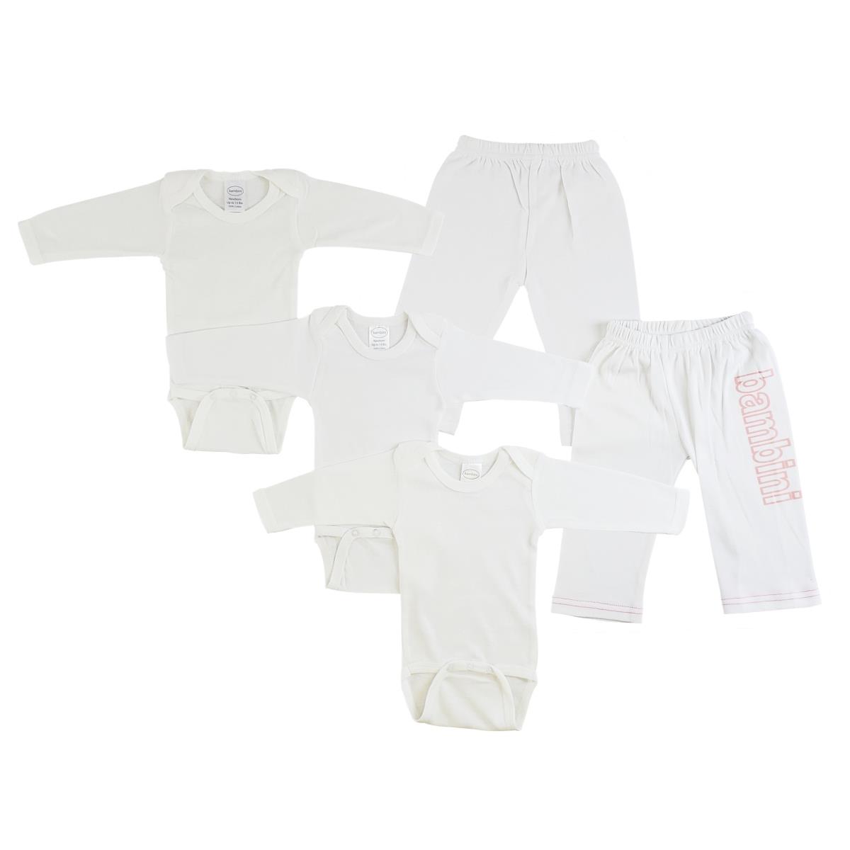 CS-0444S Infant Long Sleeve One Piece & Track Sweat Pants, White & Pink - Small