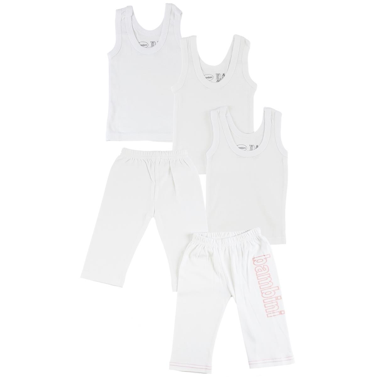 CS-0445NB Infant Tank Tops & Track Sweat Pants, White & Pink - Newborn - 5 per Pack