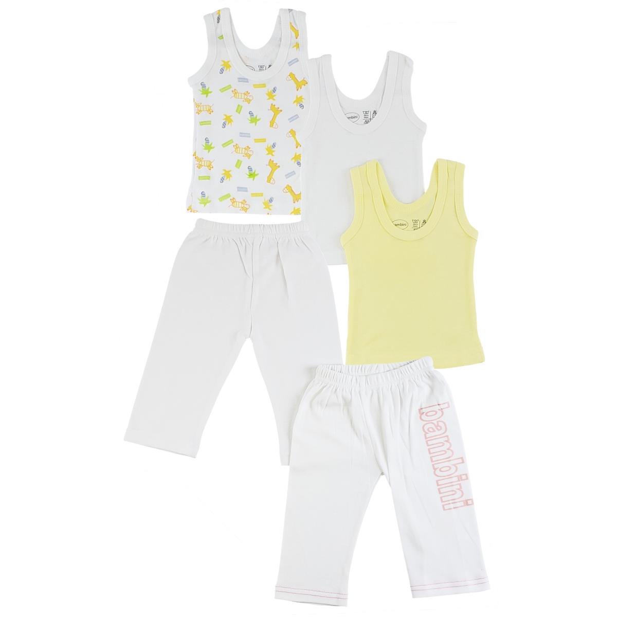 CS-0447M Girls Tank Tops & Track Sweat Pants, White & Pink - Medium - 5 per Pack