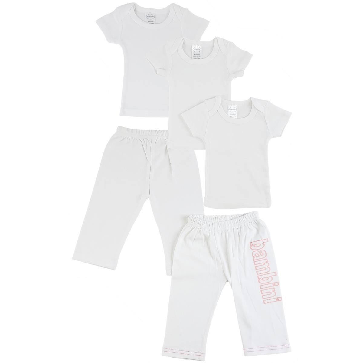 CS-0449L Infant T-Shirts & Track Sweat Pants, White & Pink - Large