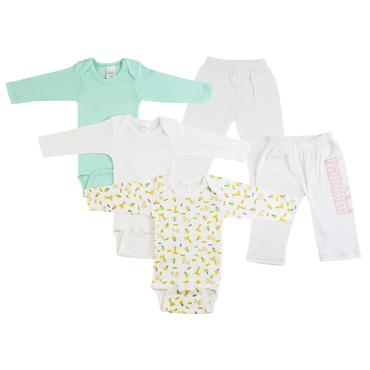 CS-0450NB Infant Girls Long Sleeve Onezies & Track Sweat Pants, White & Pink - Newborn - 5 per Pack