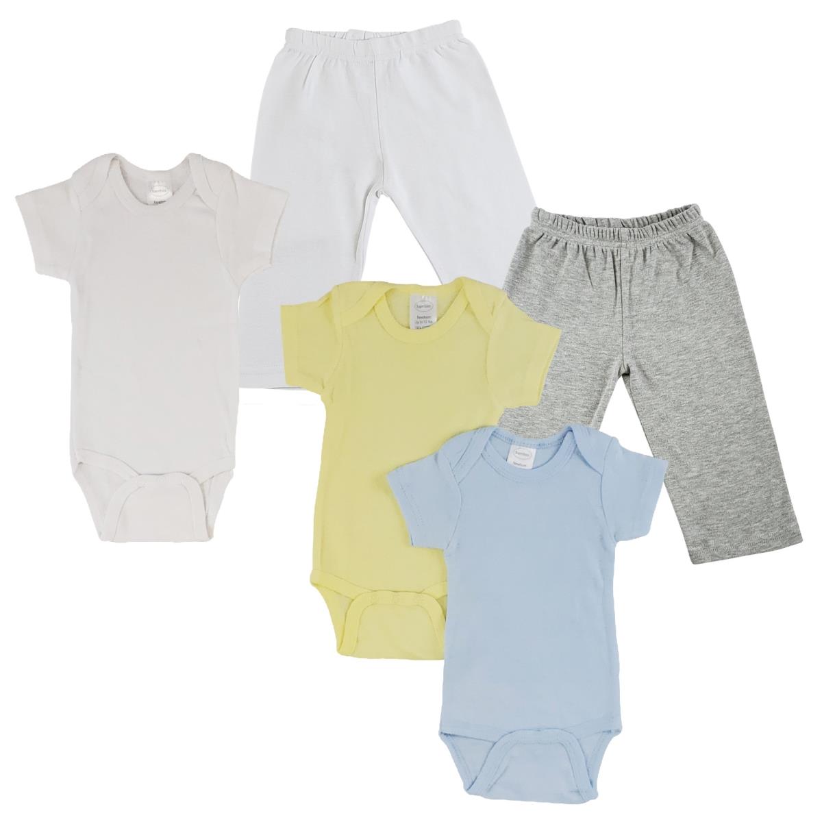 CS-0453M Infant One Piece & Track Sweat Pants, Grey & White - Medium