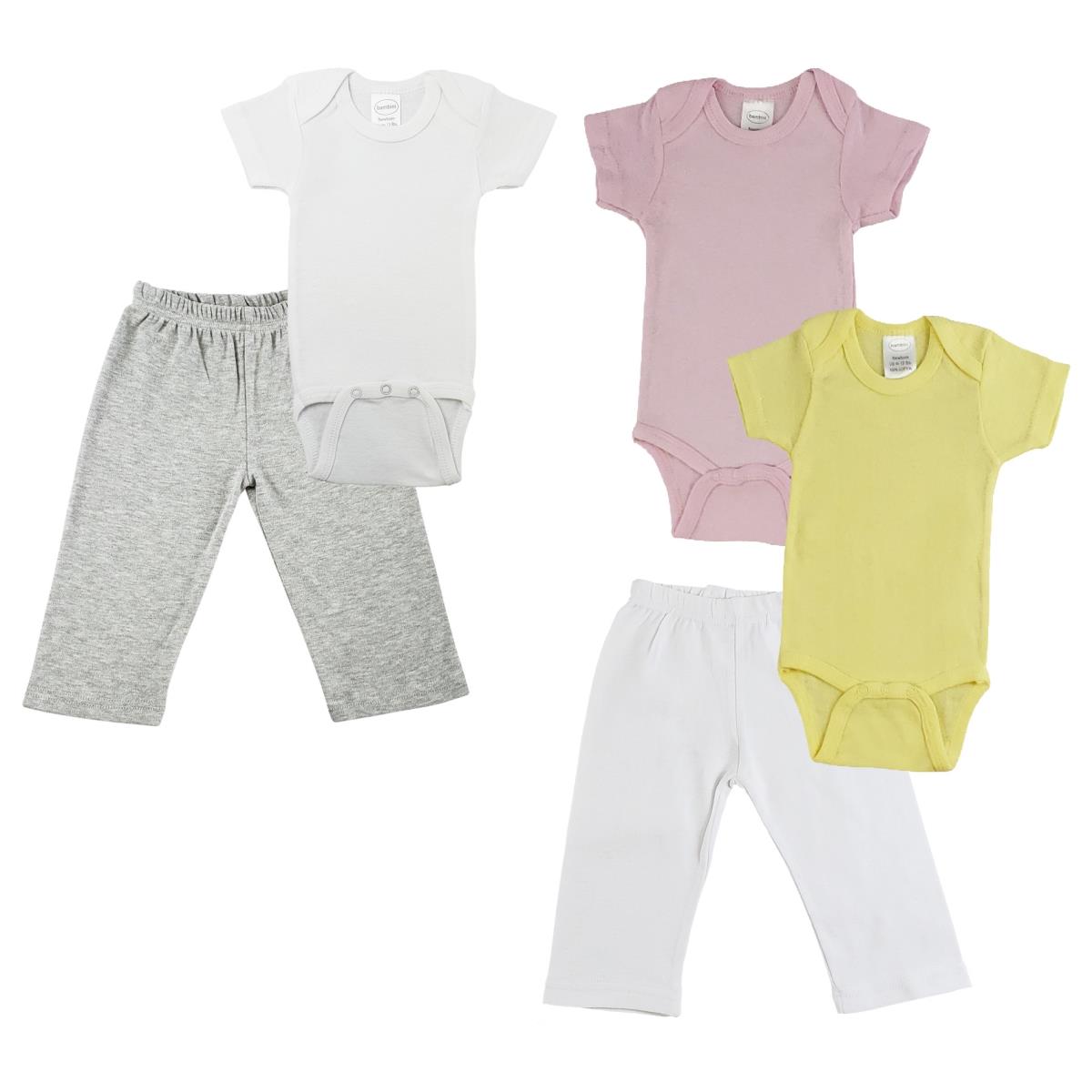 CS-0454M Infant One Piece & Track Sweat Pants, Grey & White - Medium