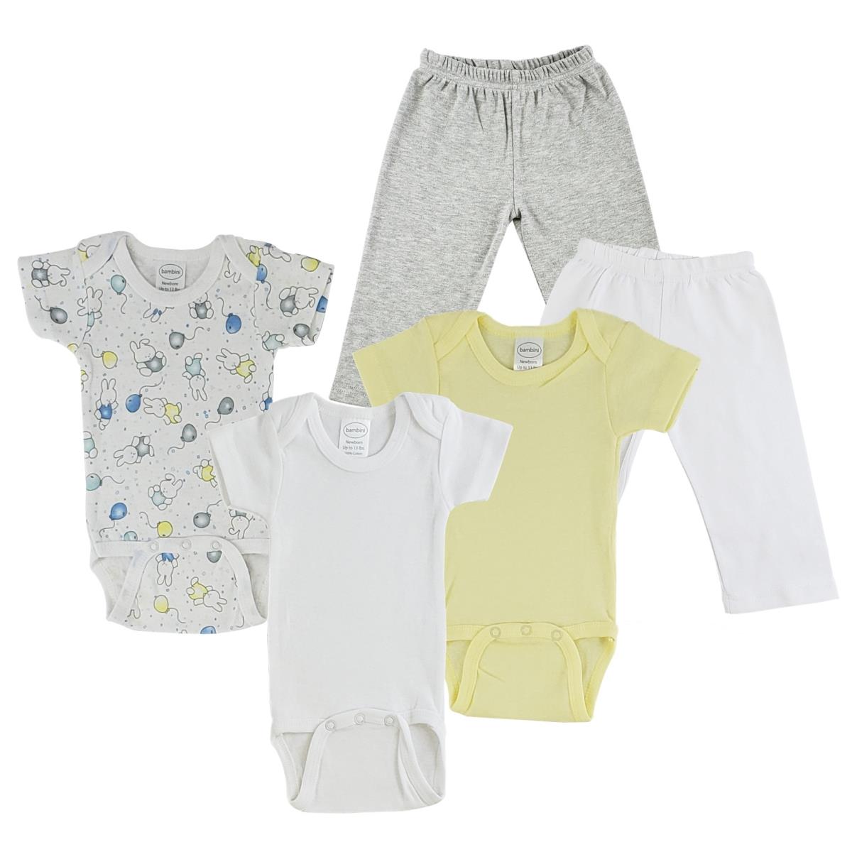 CS-0456M Infant One Piece & Track Sweat Pants, Grey & White - Medium