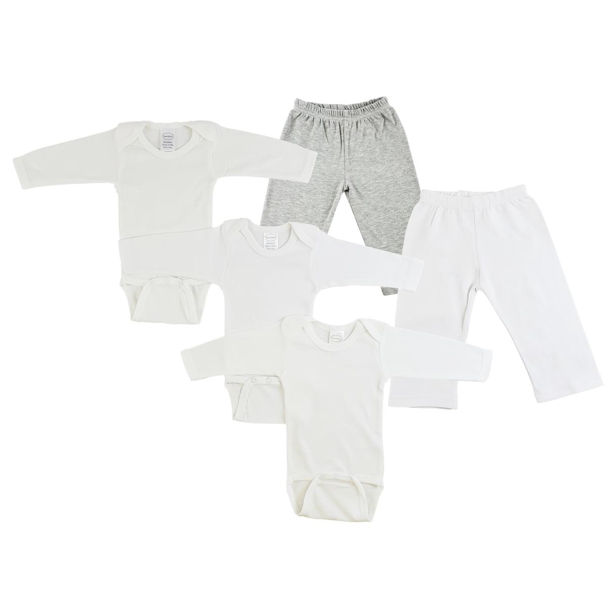 CS-0457S Infant Long Sleeve One Piece & Track Sweat Pants, Grey & White - Small