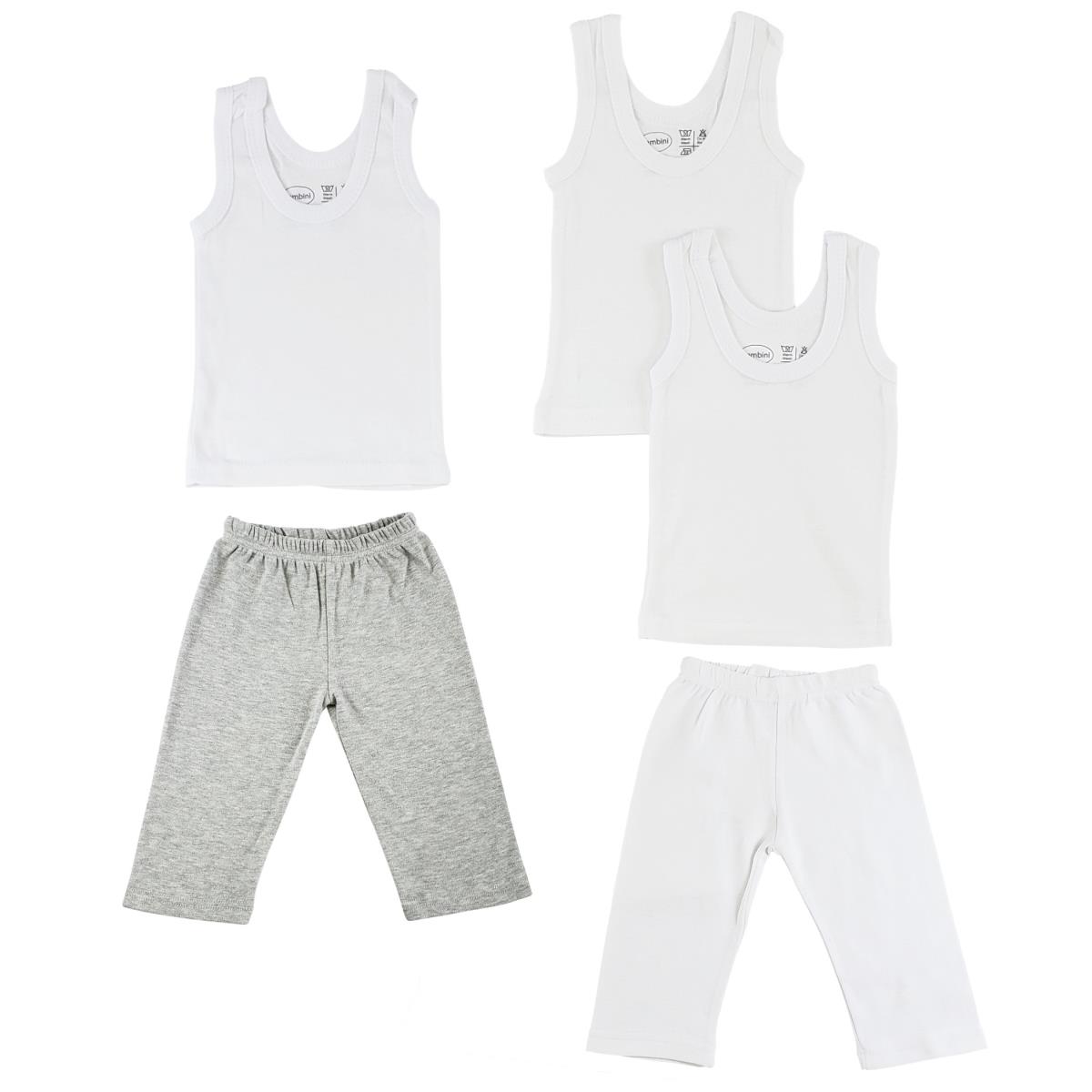 CS-0458M Infant Tank Tops & Track Sweat Pants, Grey & White - Medium - 5 per Pack