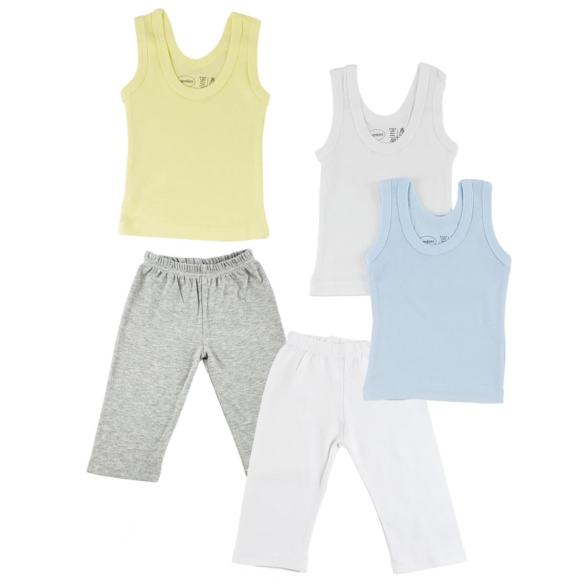 CS-0459L Boys Tank Tops & Track Sweat Pants, Grey & White - Large - 5 per Pack