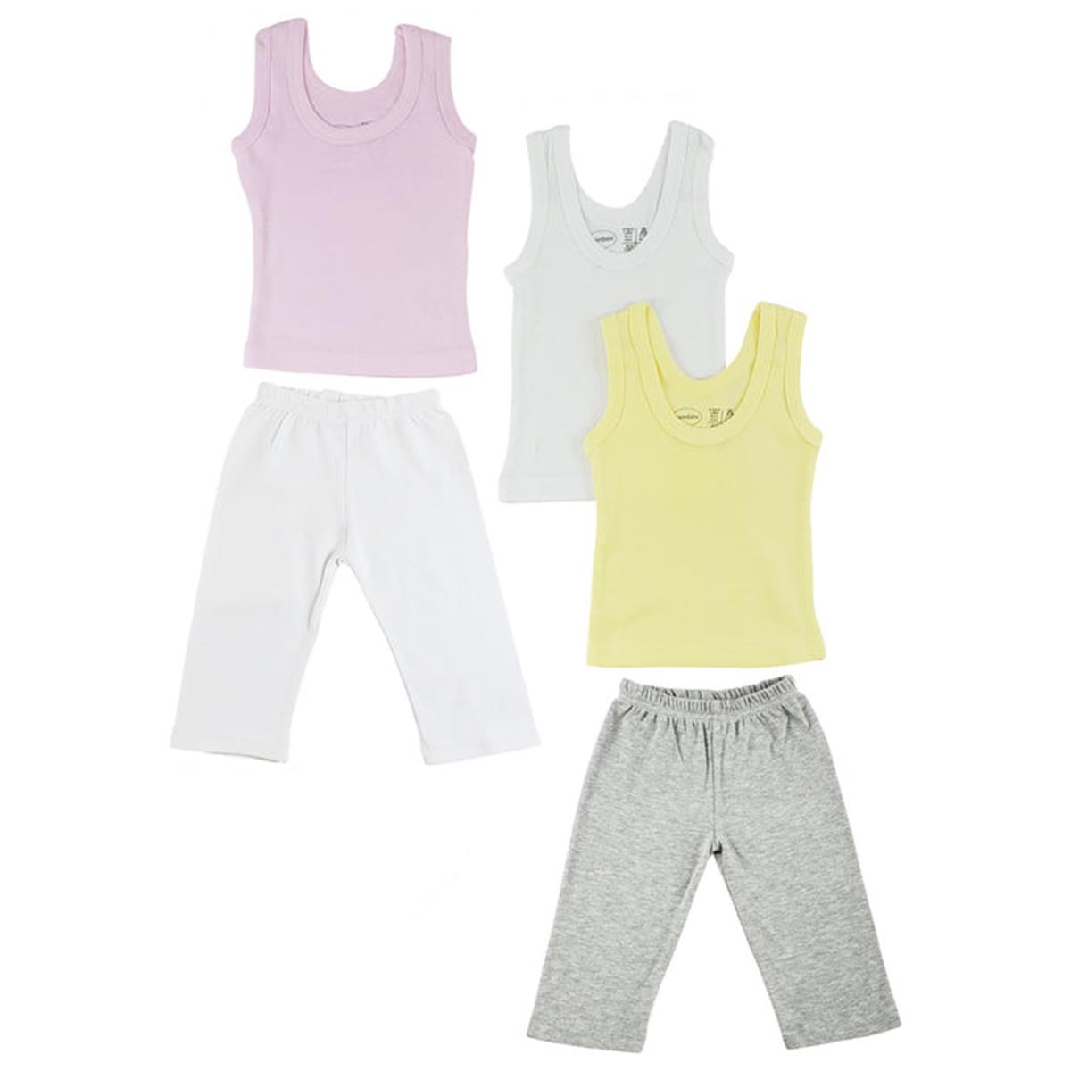 CS-0460L Girls Tank Tops & Track Sweat Pants, Grey & White - Large - 5 per Pack