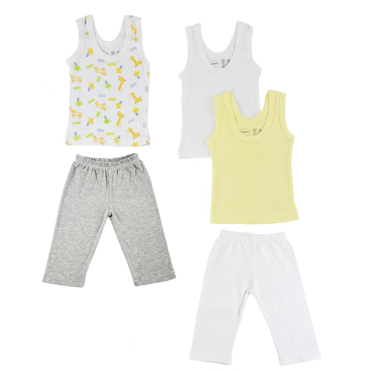 CS-0461M Boys Tank Tops & Track Sweat Pants, Grey & White - Medium - 5 per Pack