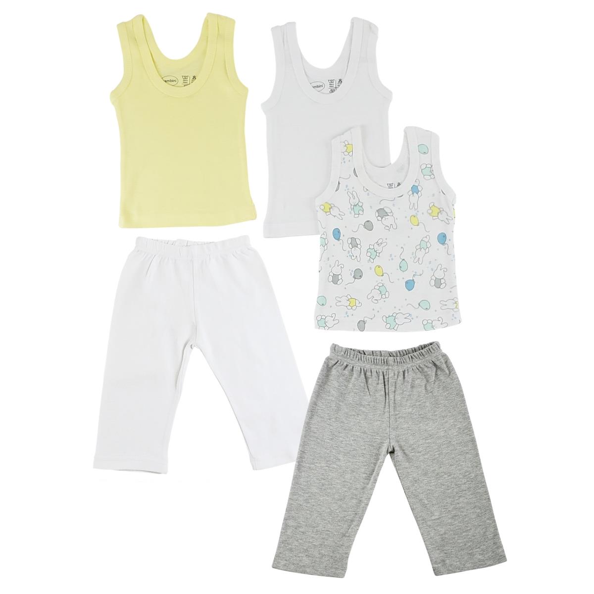 CS-0462M Girls Tank Tops & Track Sweat Pants, Grey & White - Medium - 5 per Pack