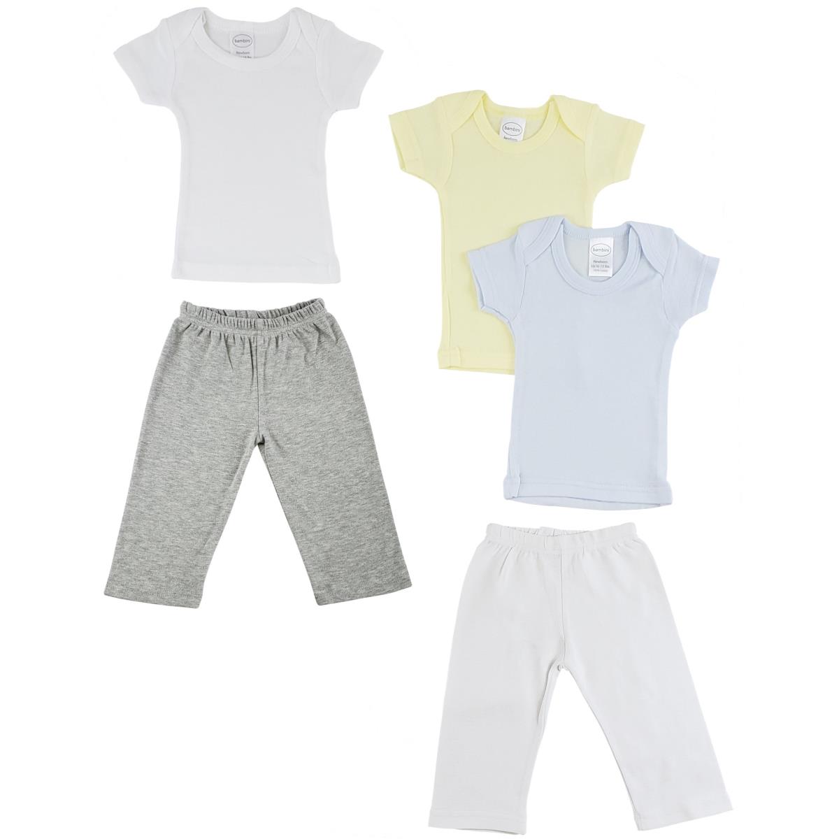 CS-0464NB Infant Boys T-Shirts & Track Sweat Pants, Grey & White - Newborn