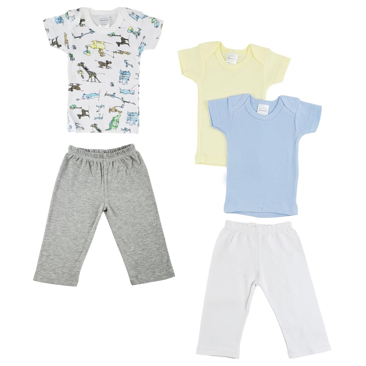 CS-0465NB Infant Girls T-Shirts & Track Sweat Pants, Grey & White - Newborn