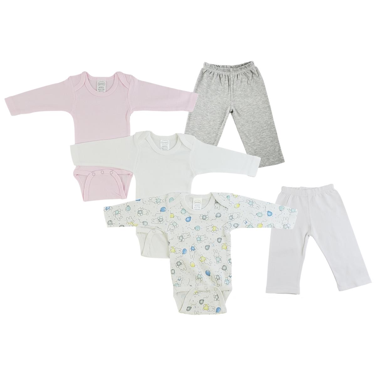 CS-0467M Infant Girls Long Sleeve One Piece & Track Sweat Pants, Grey & White - Medium - 5 per Pack