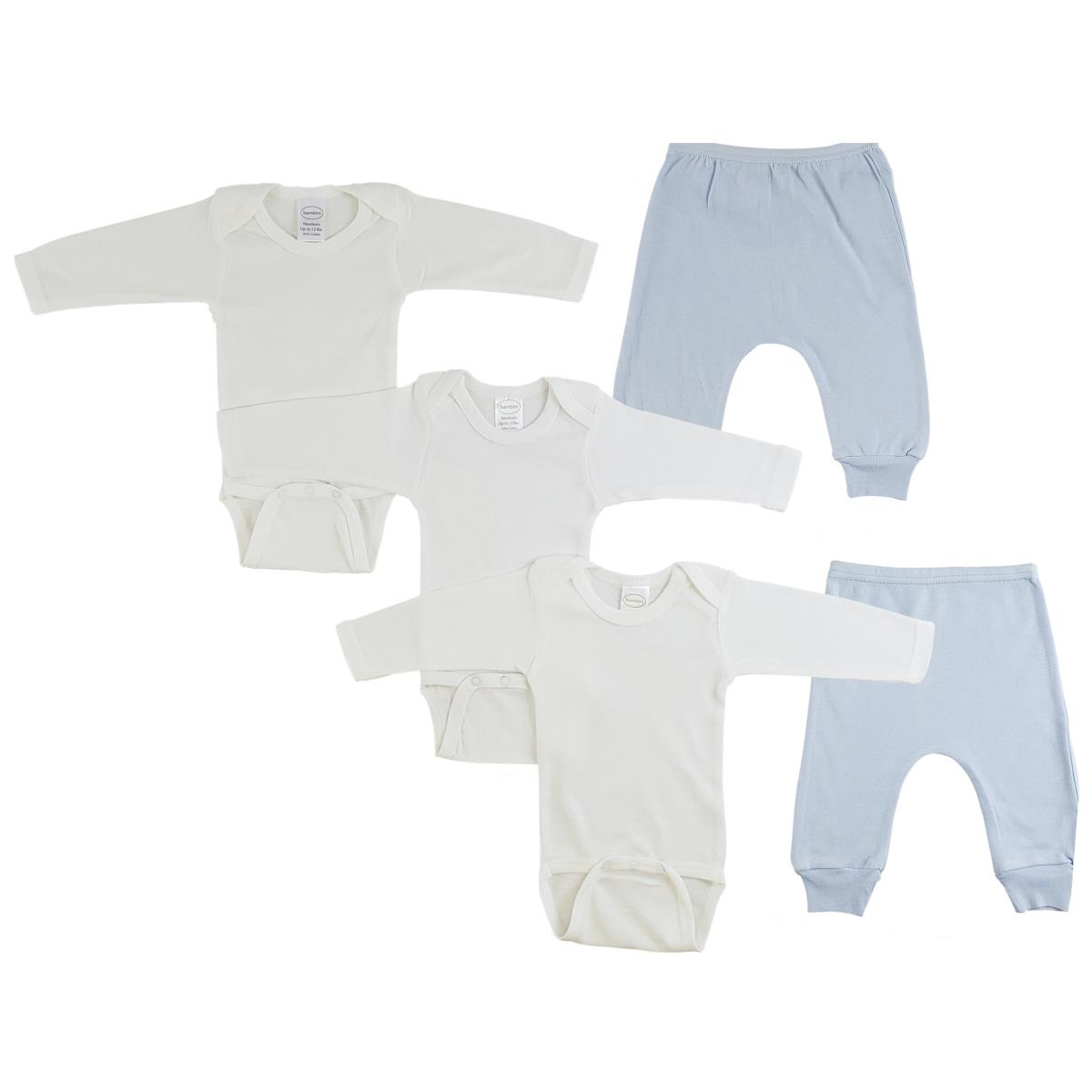 CS-0489L Infant Long Sleeve One Piece & Joggers, Blue & Blue - Large