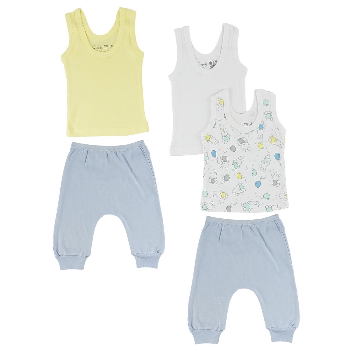 CS-0493M Boys Tank Tops & Joggers, Blue & Blue - Medium - 5 per Pack