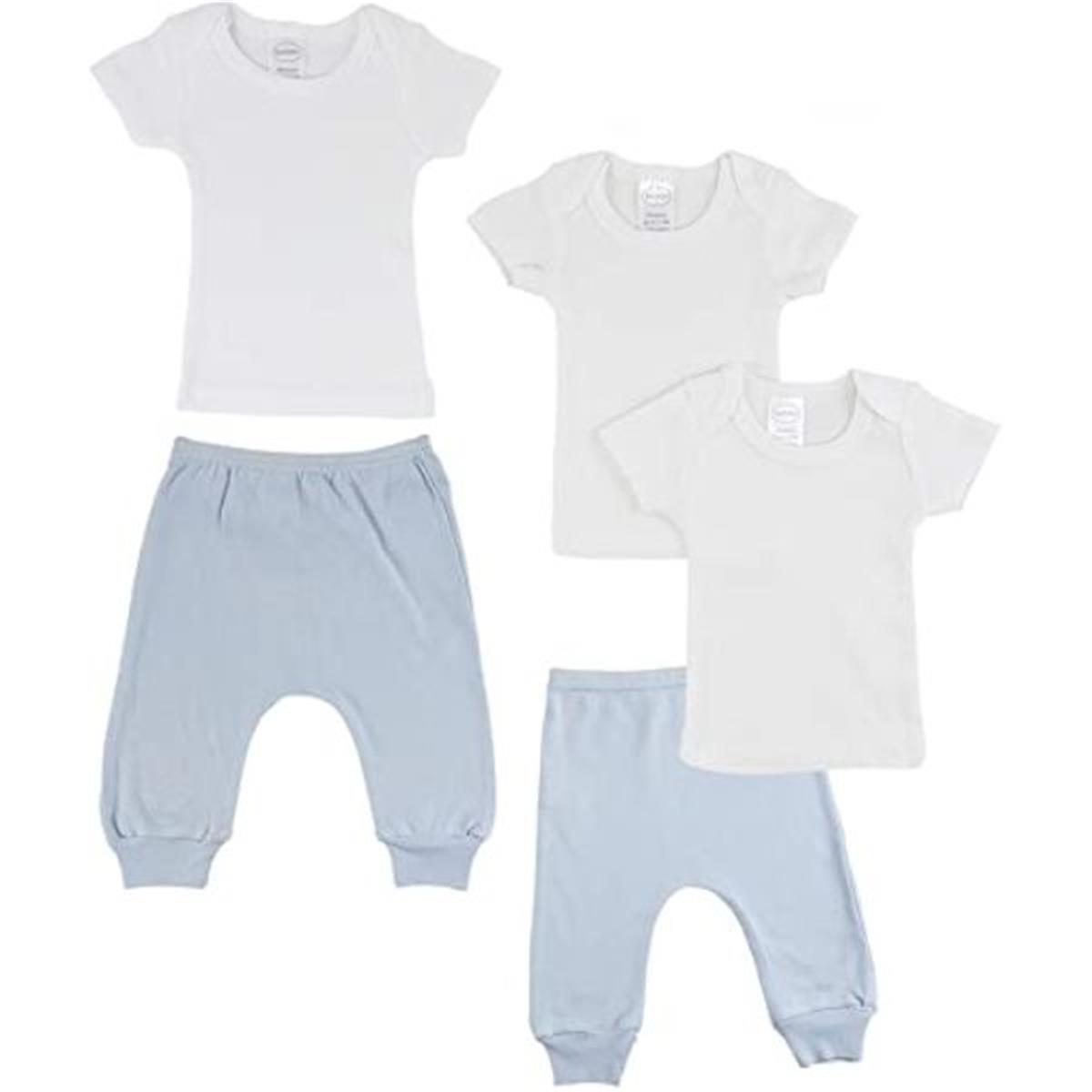 CS-0494NB Infant T-Shirts & Joggers, Blue & Blue - Newborn - Pack of 5