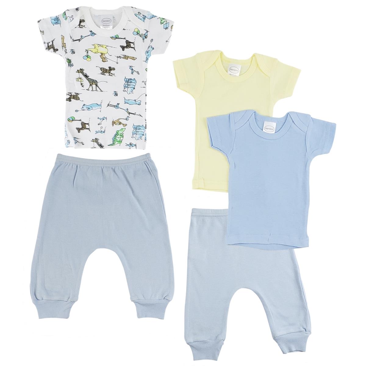 CS-0496M Infant Boys T-Shirts & Joggers, Blue & Blue - Medium