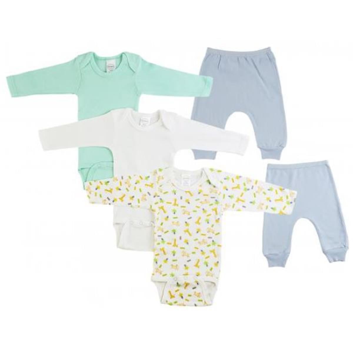 CS-0497L Infant Boys Long Sleeve Onezies & Joggers, Blue & Blue - Large - 5 per Pack
