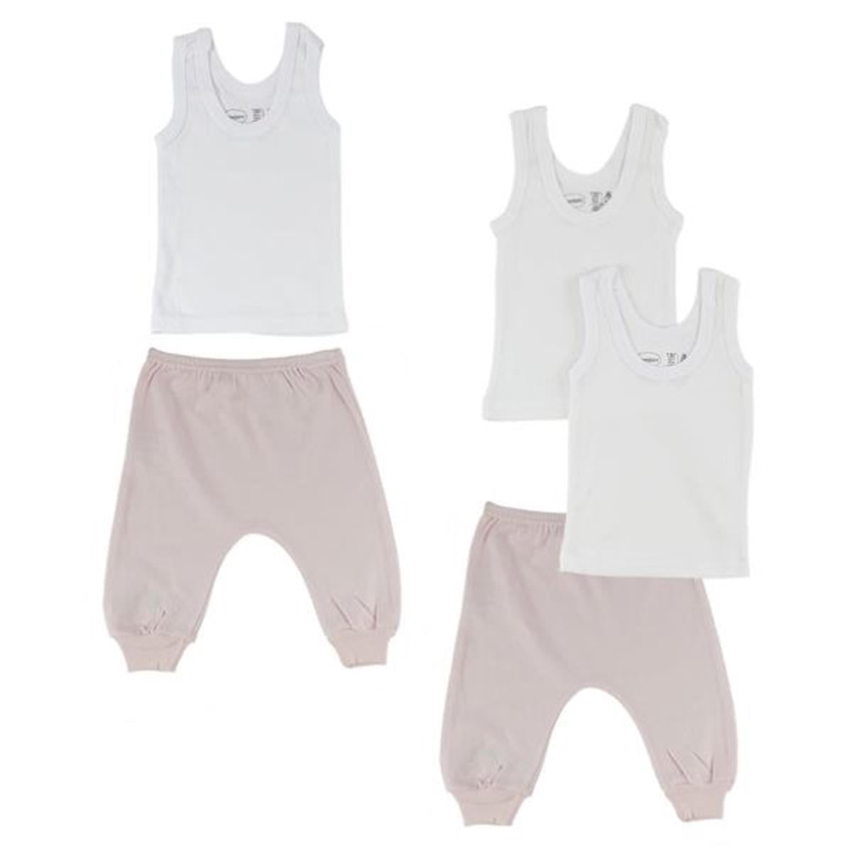 CS-0504NB Infant Tank Tops & Joggers, Pink & Pink - Newborn - 5 per Pack