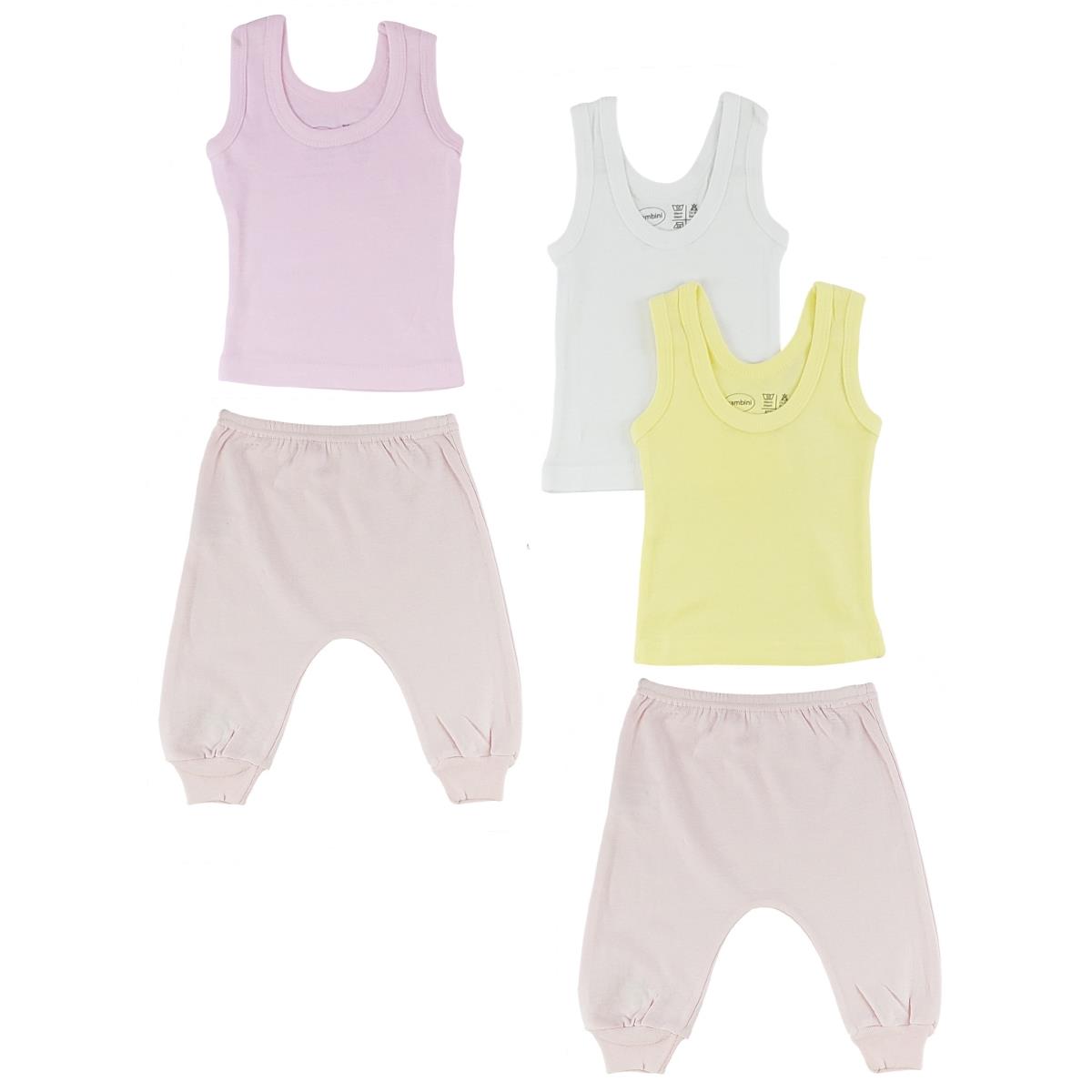 CS-0505M Girls Tank Tops & Joggers, Pink & Pink - Medium - 5 per Pack